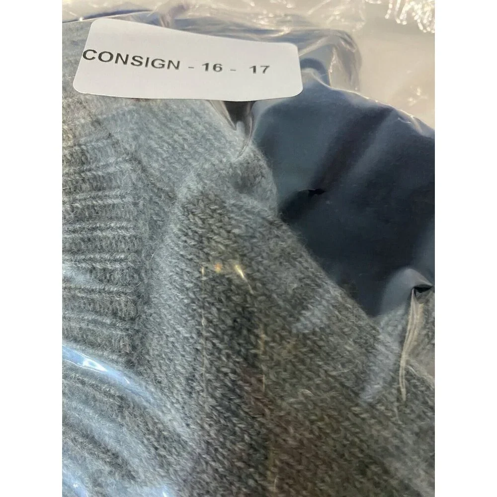 Ralph Lauren Purple Label Men Sweater Large Grey Blue Cashmere Two Tone Pullover - Picture 10 of 10